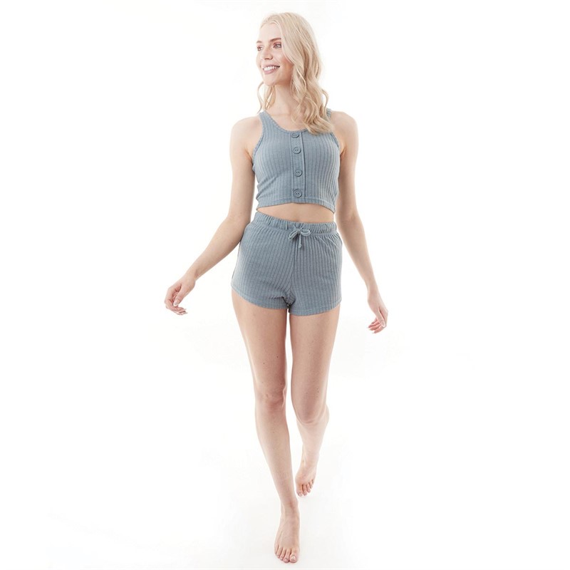 Brave Soul Womens Naomi Shortsie Pyjamas Citadel Blue