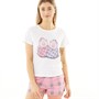 Brave Soul Womens Pigs Shortsie Pyjamas White/Pink
