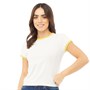 Brave Soul Womens Claudia Contrast Neck And Sleeve Rib T-shirt White/Sulphur