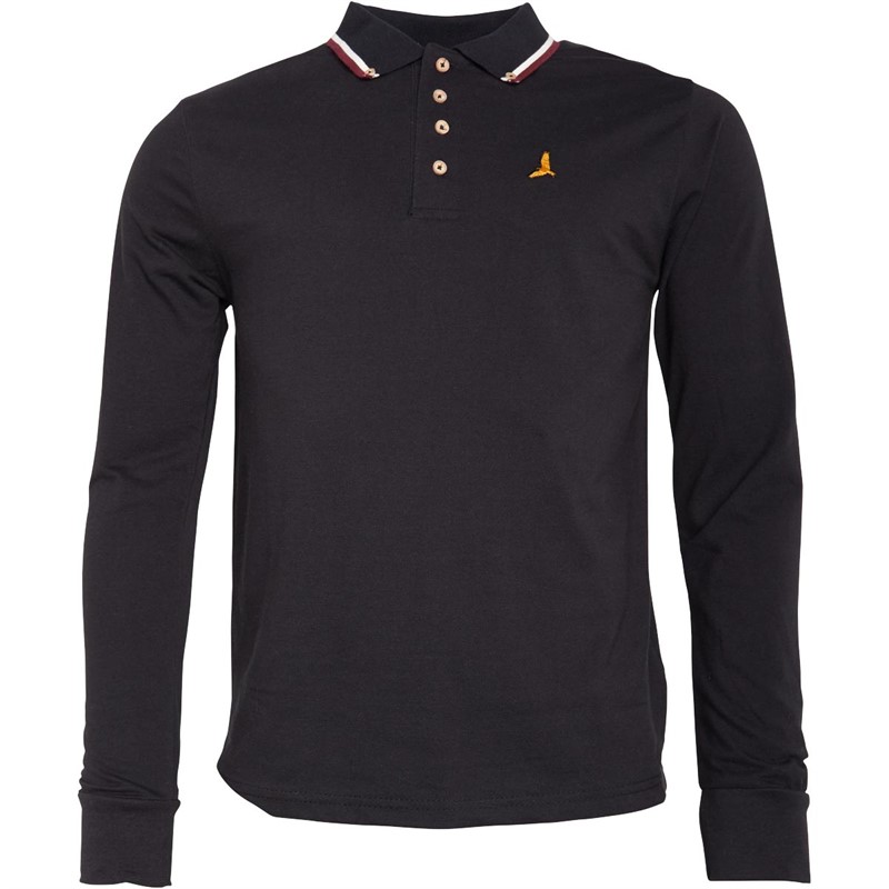 Brave Soul Heren Pilgrim Polo’s met lange mouwen Zwart