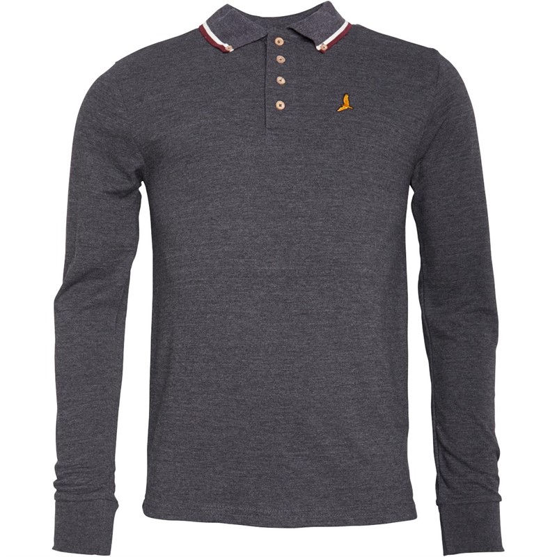 Brave Soul Heren Pilgrim Polo’s met lange mouwen Grijs