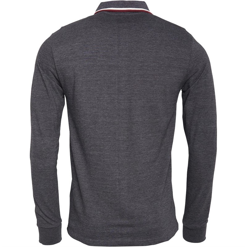 Brave Soul Heren Pilgrim Polo’s met lange mouwen Grijs