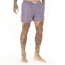 Brave Soul Mens Resort Swim Shorts Red/Navy Print