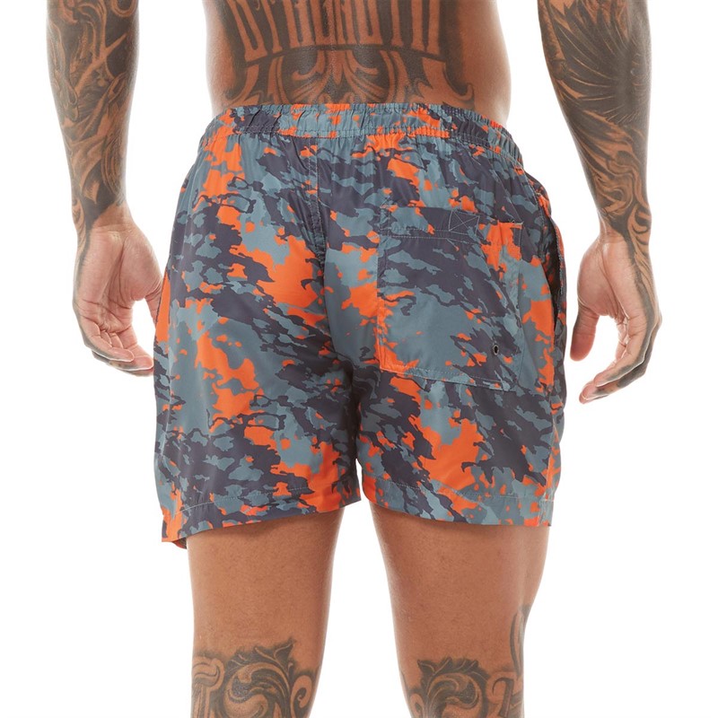Brave Soul Mens Oklahoma Swim Shorts Khaki Camo Print