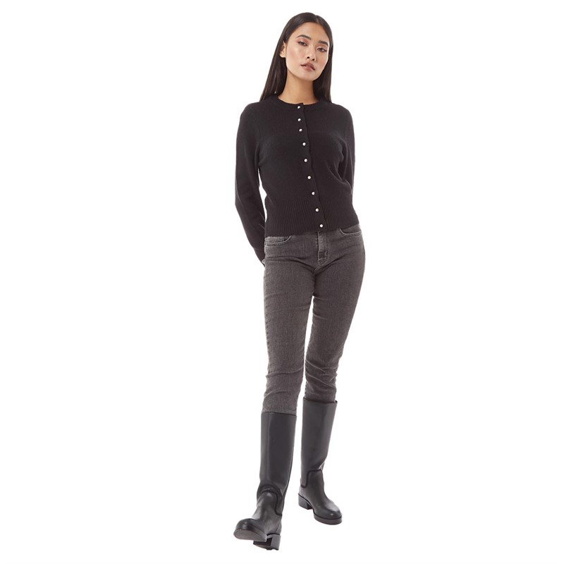 Brave Soul Womens Pearly Cardigan Black
