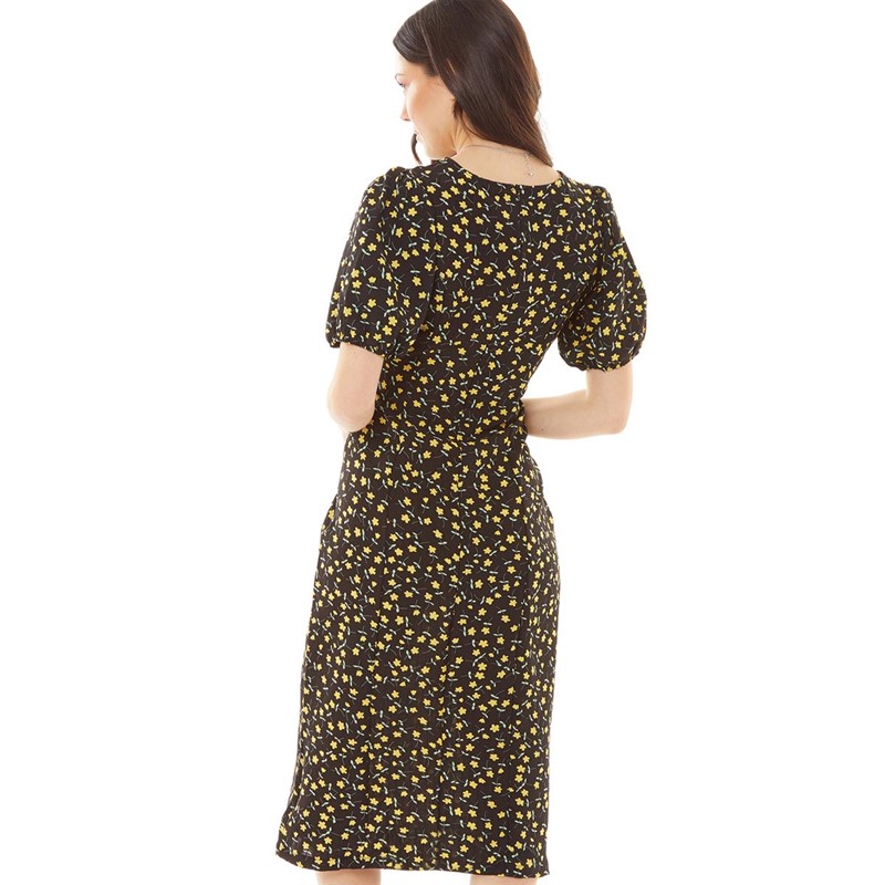 Brave Soul Womens Barbar Dress Black/Yellow