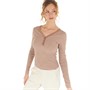 Brave Soul Womens Ollie Long Sleeve T-Shirt Beige/White