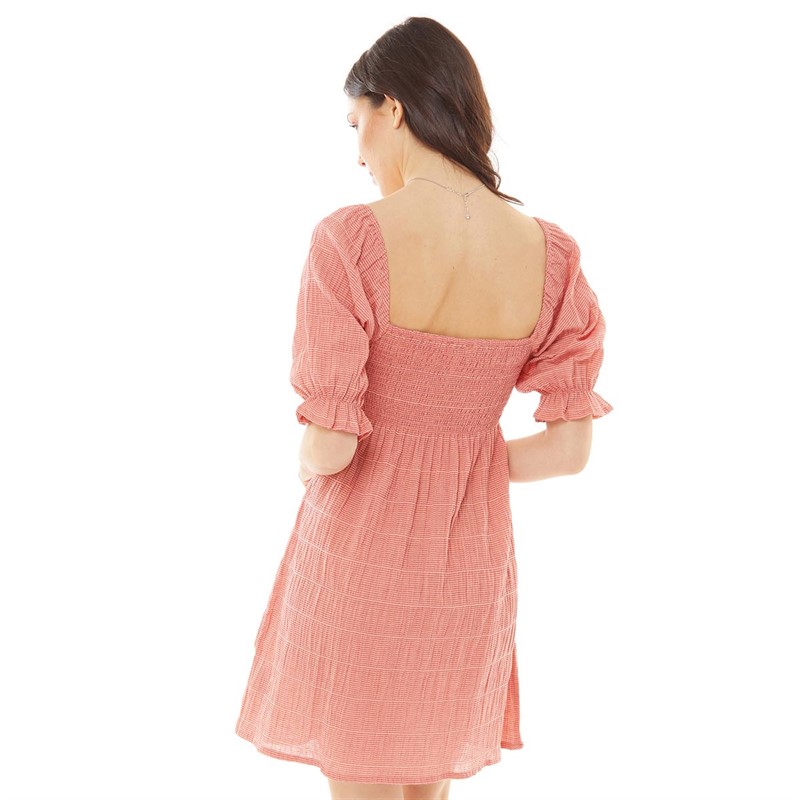 Brave Soul Womens Zaza Dress Orange/Yellow Stripe