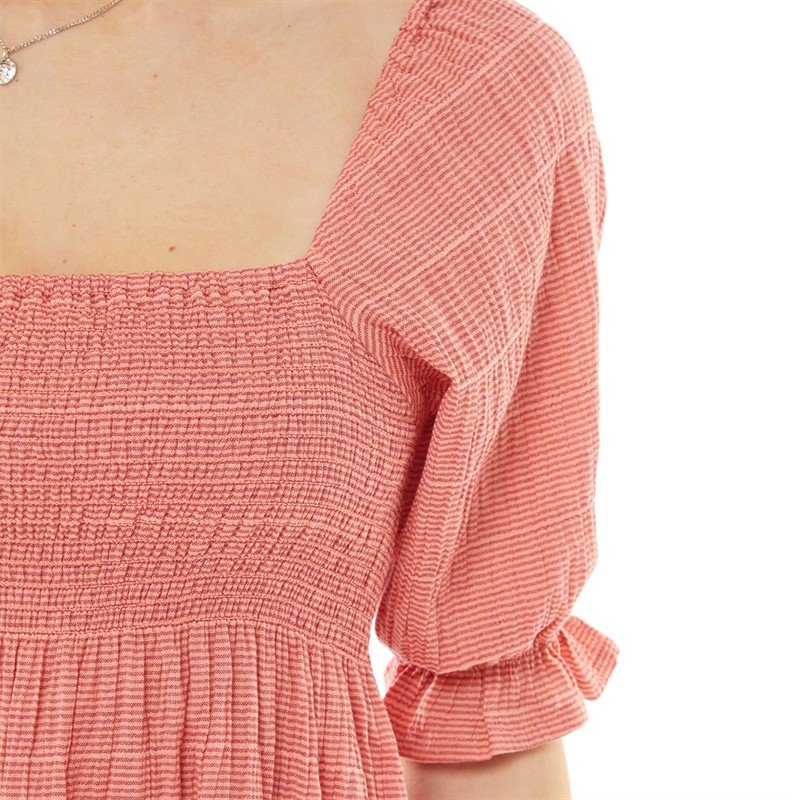 Brave Soul Womens Zaza Dress Orange/Yellow Stripe