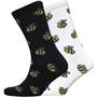 Brave Soul Womens Buzz Two Pack Socks Black/White