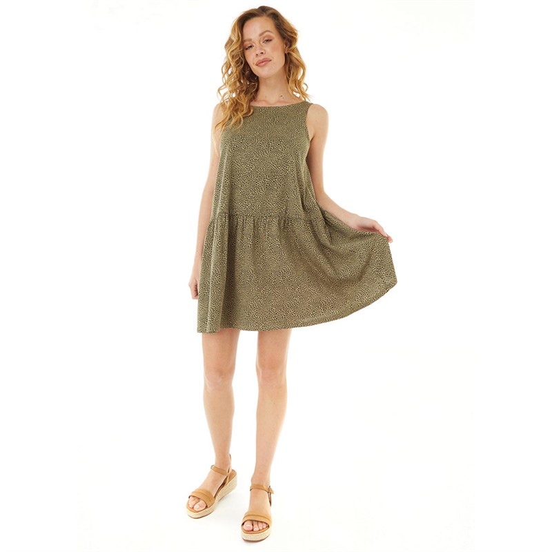 Brave Soul Womens Jeanni Dress Khaki/Black