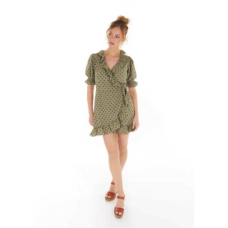 Brave Soul Womens Willa Dress Khaki/Black