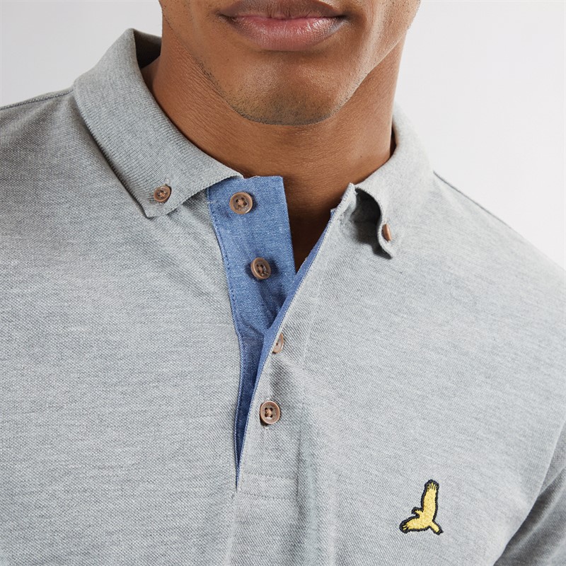 Brave Soul Mens Oregon Long Sleeve T-Shirt Light Grey Marl