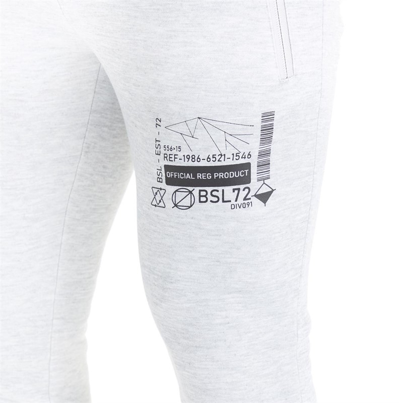 Brave Soul Mens Randyll Joggers Light Grey Marl/Jet Black