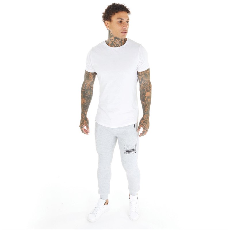 Brave Soul Mens Randyll Joggers Light Grey Marl/Jet Black