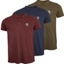 Brave Soul Mens Upton Three Pack Polos Navy/Khaki/Burgundy