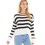Brave Soul Womens Selina Jumper White Base/Black Stripe