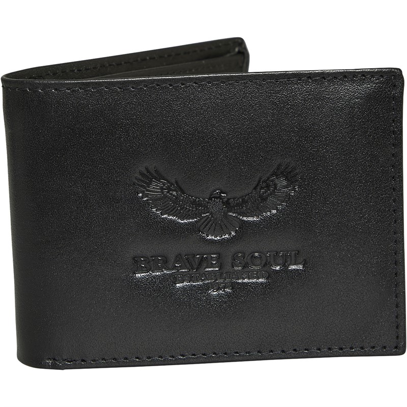 Brave Soul Mens Leather Wallet In Gift Box Black