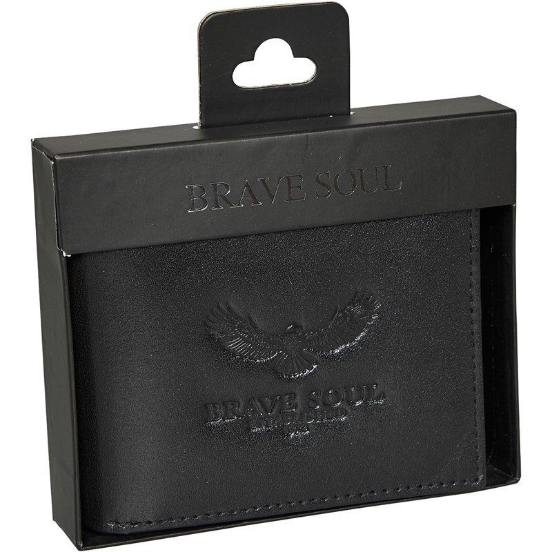 Brave Soul Mens Leather Wallet In Gift Box Black