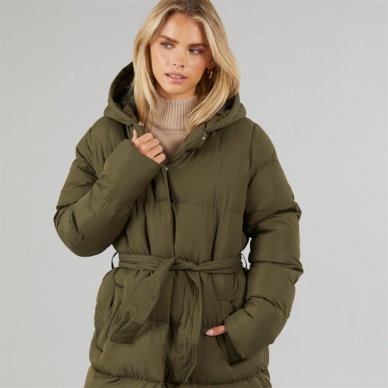 Brave Soul Kurtka maxi puchowa dla niej kolor khaki