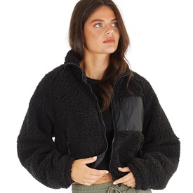 nike cropped borg fleece black