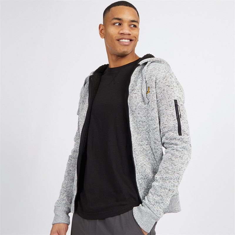 Buy Brave Soul Mens Rackham Zip Hoodie Grey