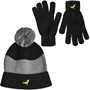 Brave Soul Mens Stripe Beanie And Gloves Set Black/Grey