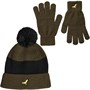 Brave Soul Mens Stripe Beanie And Gloves Set Khaki/Black