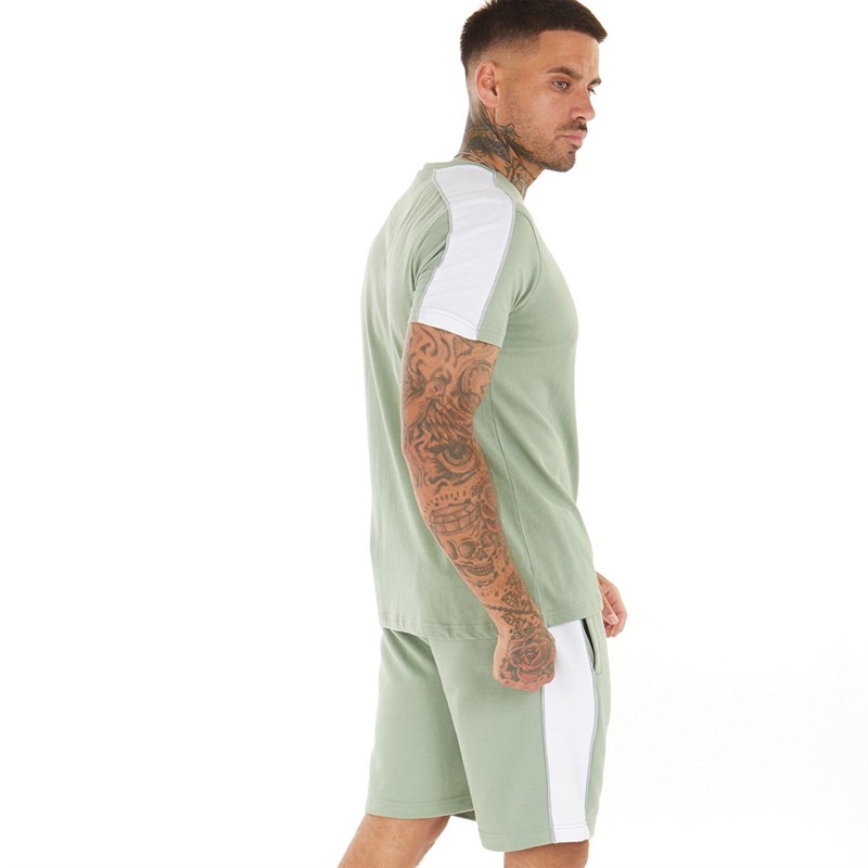 Brave Soul Mens Rowan T-Shirt And Shorts Co-Ord Mint Green/Optic White