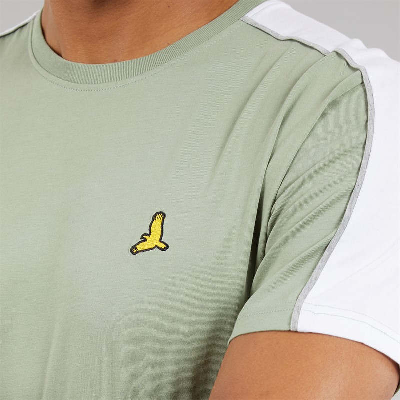 Brave Soul Mens Rowan T-Shirt And Shorts Set Mint Green/Optic White
