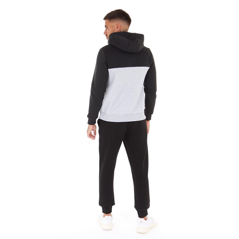 Brave Soul Mens Marco Hoodie Jet Black/Light Grey Marl