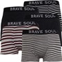 Brave Soul Mens Amir Five Pack Boxers Multi Stripe/Jet Black