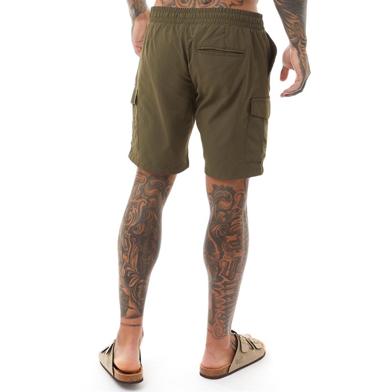 Brave Soul Mens Fine Taslan Cargo Shorts Dark Khaki