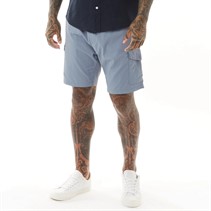 Brave Soul Mens Fine Taslan Cargo Shorts Pale Blue