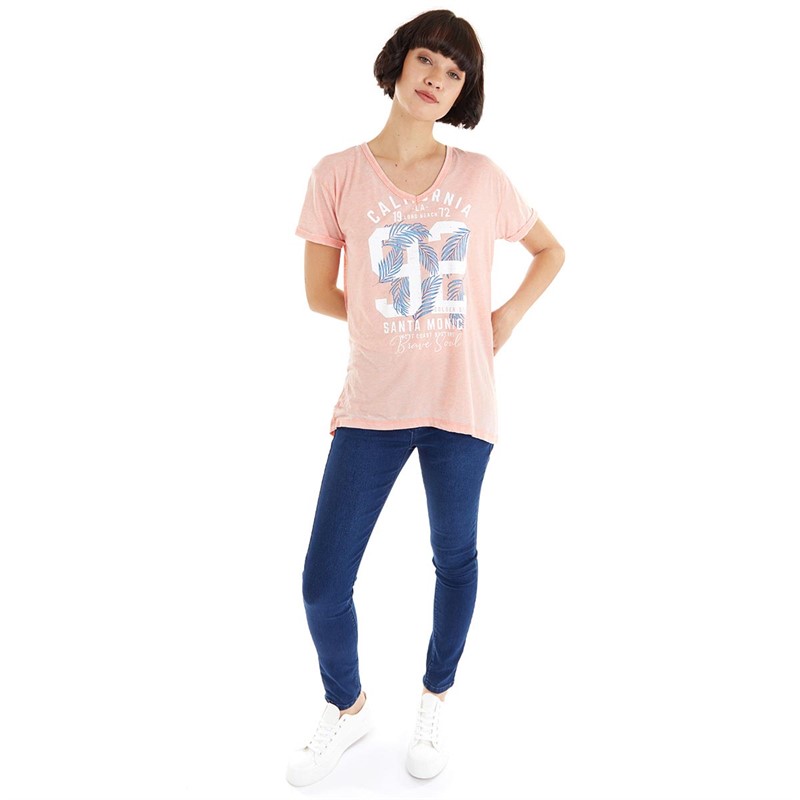 Brave Soul Womens Monica T-Shirt Papaya