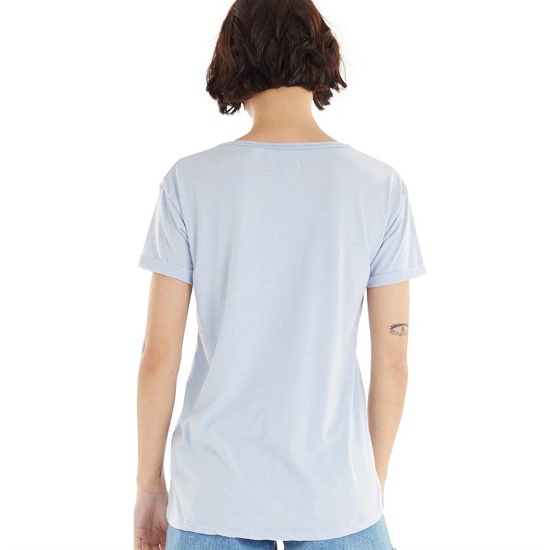 Brave Soul Womens Boston V-Neck T-Shirt Pale Blue