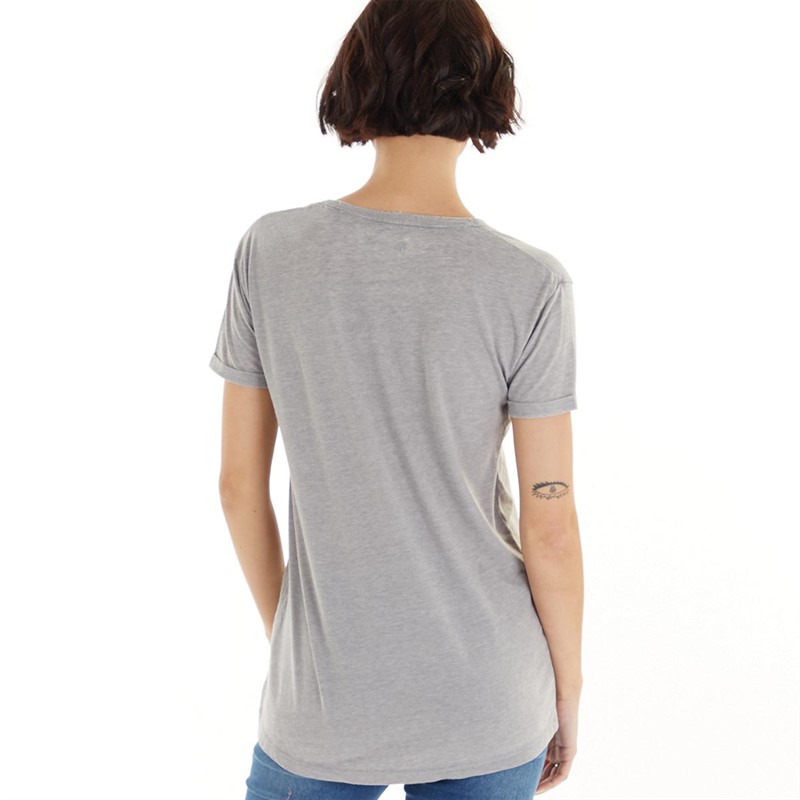 Brave Soul Womens Boston V-Neck T-Shirt Slate