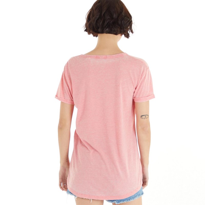 Brave Soul Womens Caline V-Neck T-Shirt Peach