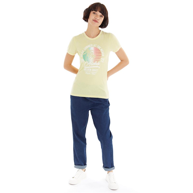 Brave Soul Womens Saffy T-Shirt Lemon/Lime