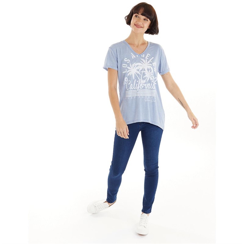 Brave Soul Womens Caline T-Shirt Pale Blue