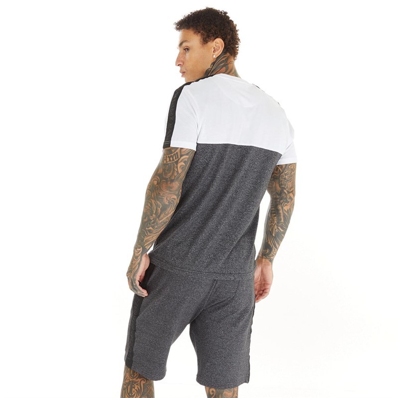 Brave Soul Mens Valhalla T-Shirt And Shorts Set Optic White/Black/Grey Grindle