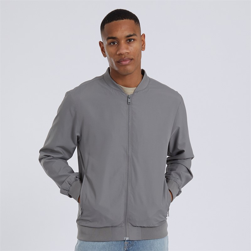 Brave Soul Mens Sanjay Bomber Jacket Light Grey