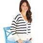 Brave Soul Womens Waves Cardigan Cream/Navy