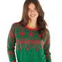 Brave Soul Womens Christmas Hoho Jumper Green/Red