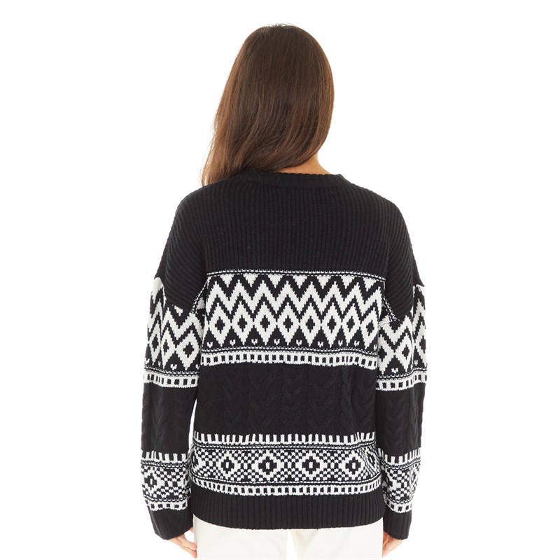 Brave Soul Womens Fantasy Jumper Black/White