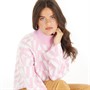 Brave Soul Womens Savana Jumper Pink/White