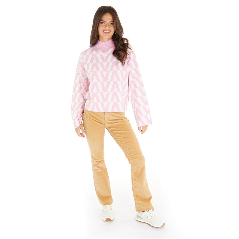 Brave Soul Womens Savana Jumper Pink/White