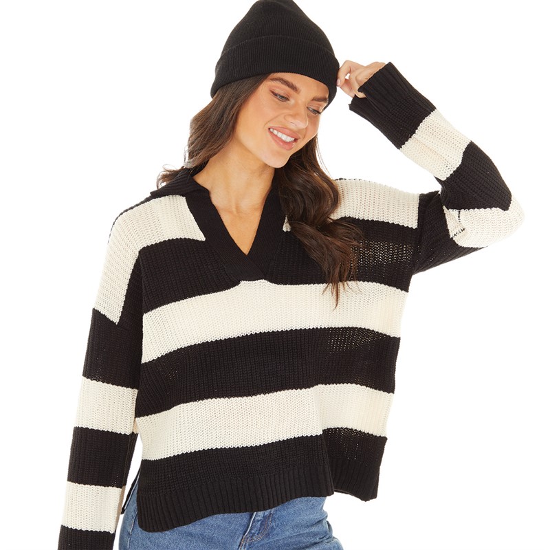 Brave Soul Womens Subo Jumper Black/Cream