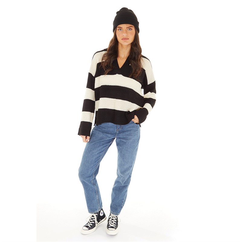 Brave Soul Womens Subo Jumper Black/Cream
