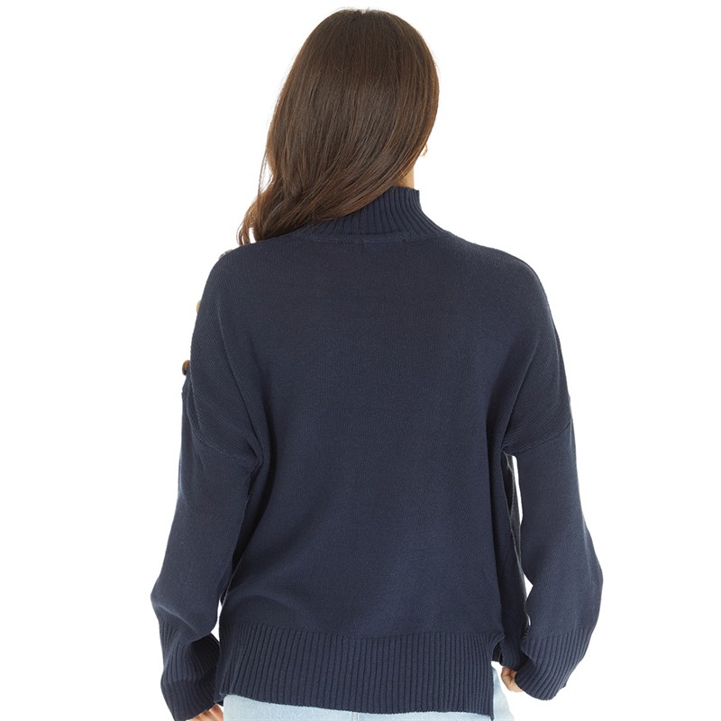 Brave Soul Womens Buttio Jumper Navy